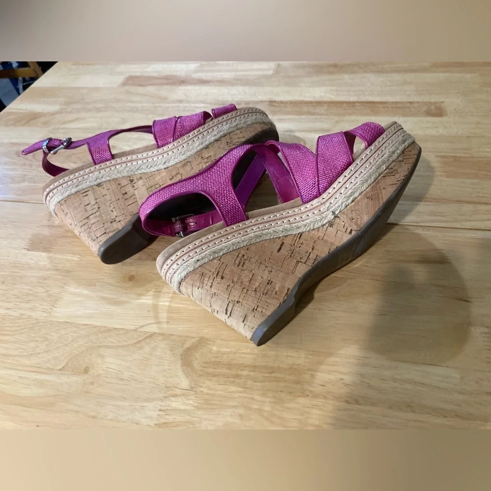 White House Black Market Pink Cork Wedge Sandals